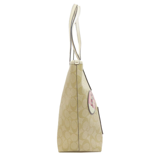 COACH Tote Bag F29358 PVC beige Mickey collaboration Disney Women Used Authentic