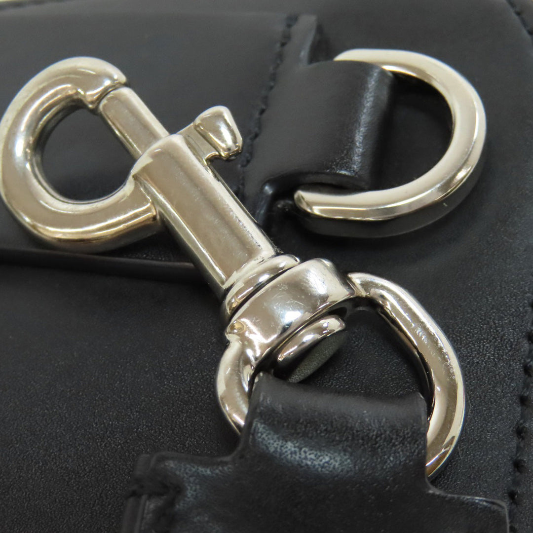 Valentino Garavani Shoulder Bag leather black logo Women Used Authentic