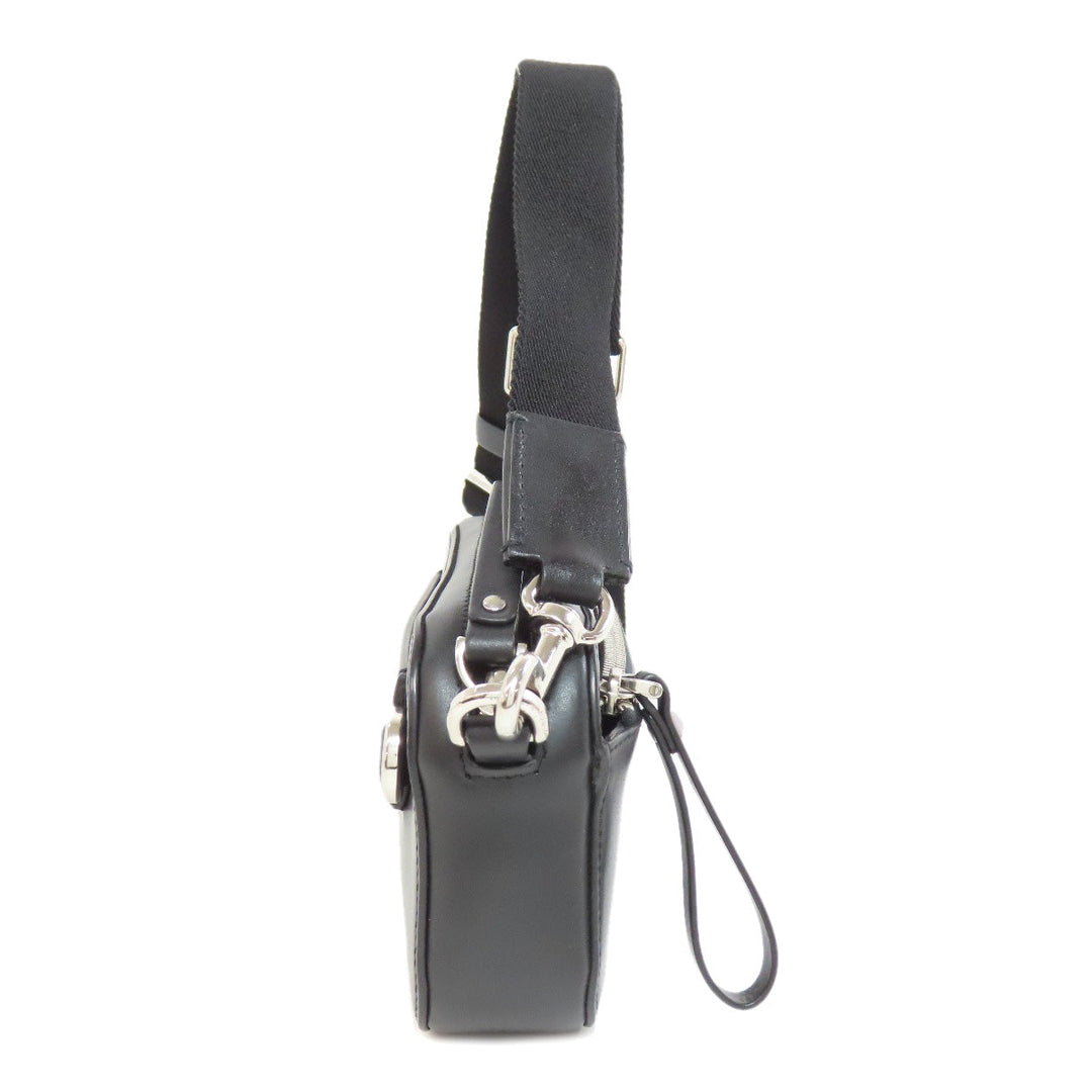 Valentino Garavani Shoulder Bag leather black logo Women Used Authentic