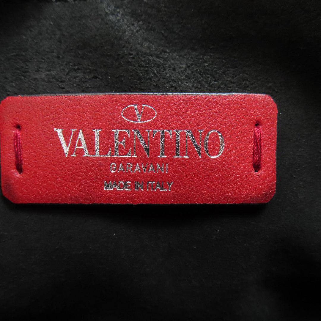 Valentino Garavani Shoulder Bag leather black logo Women Used Authentic