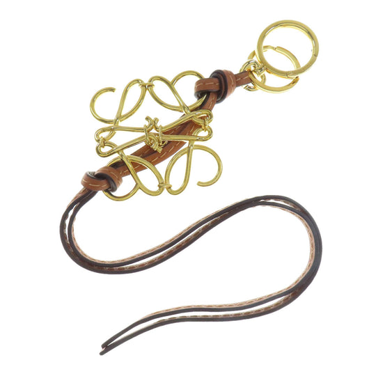 LOEWE key ring Metal, Leather gold Anagram charm Women Used Authentic