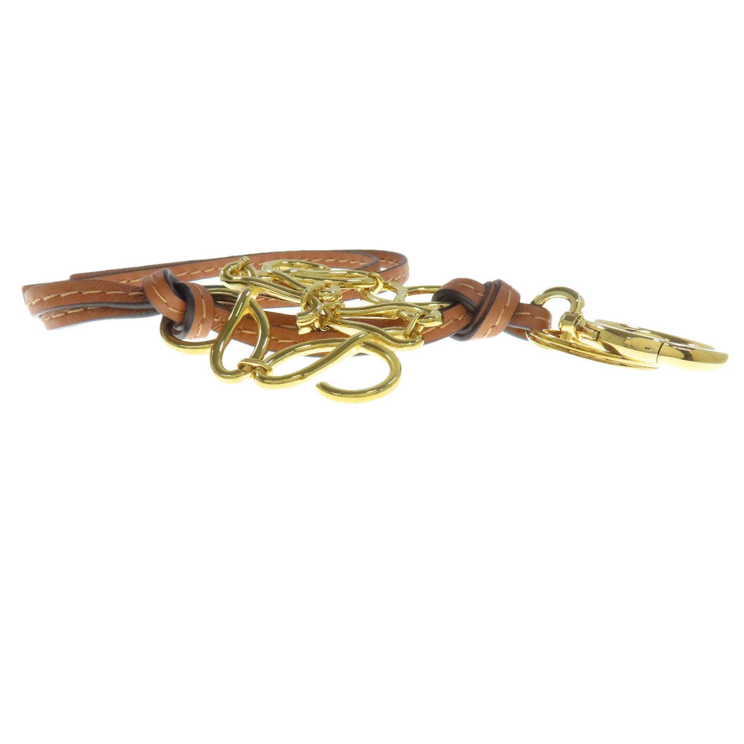 LOEWE key ring Metal, Leather gold Anagram charm Women Used Authentic