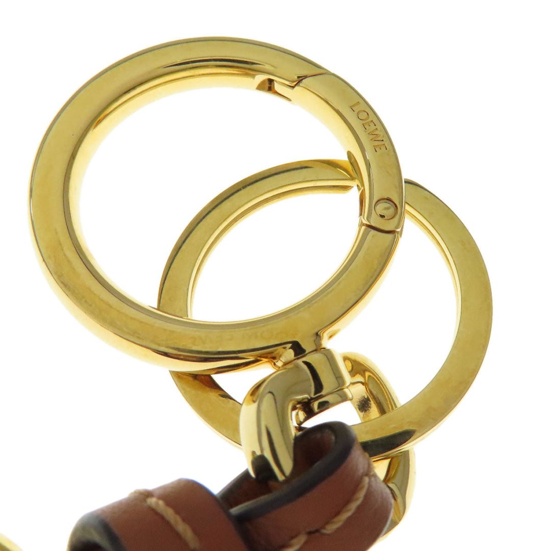 LOEWE key ring Metal, Leather gold Anagram charm Women Used Authentic