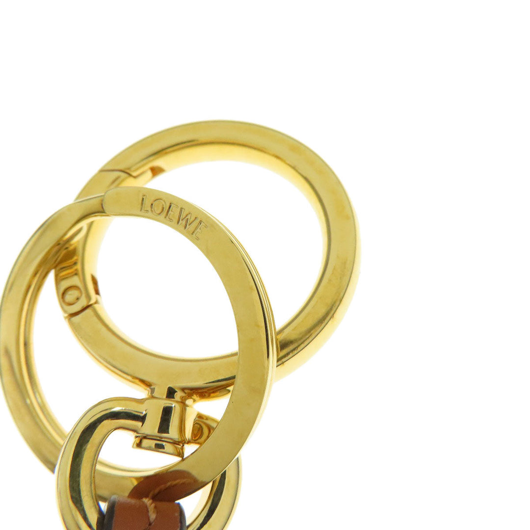 LOEWE key ring Metal, Leather gold Anagram charm Women Used Authentic