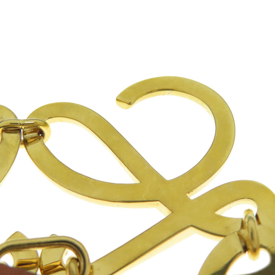 LOEWE key ring Metal, Leather gold Anagram charm Women Used Authentic
