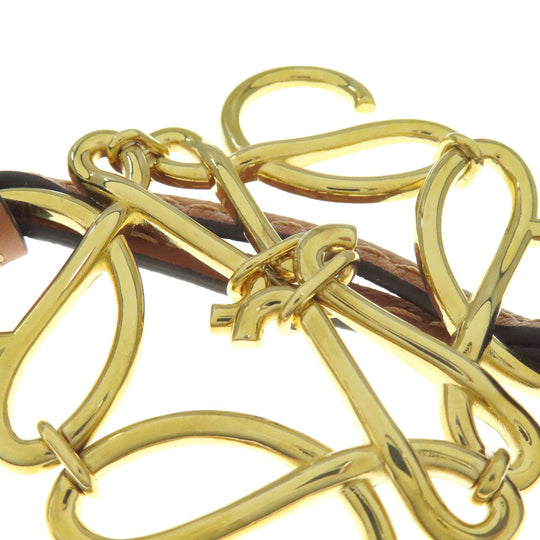 LOEWE key ring Metal, Leather gold Anagram charm Women Used Authentic
