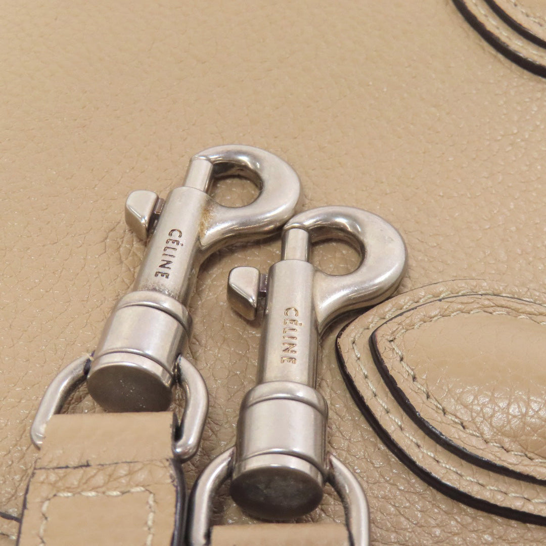 CELINE Handbag Calfskin beige Luggage nano 2 WAY Women Used Authentic