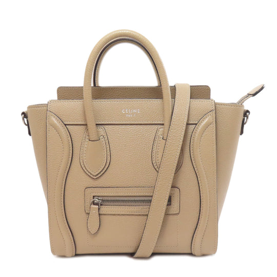 CELINE Handbag Calfskin beige Luggage nano 2 WAY Women Used Authentic