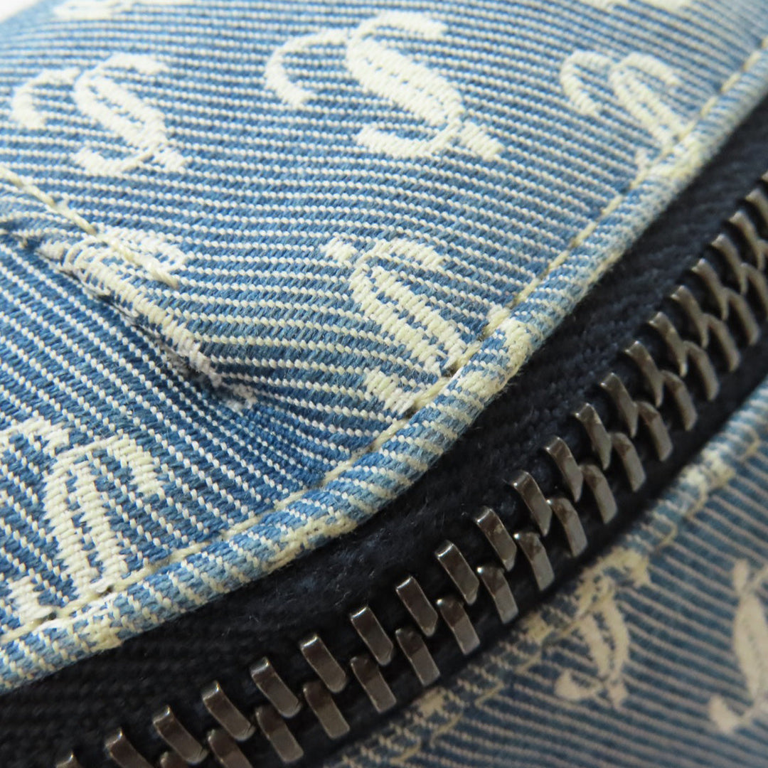 JIMMY CHOO Sling bag canvas blue Logo motif Women Used Authentic