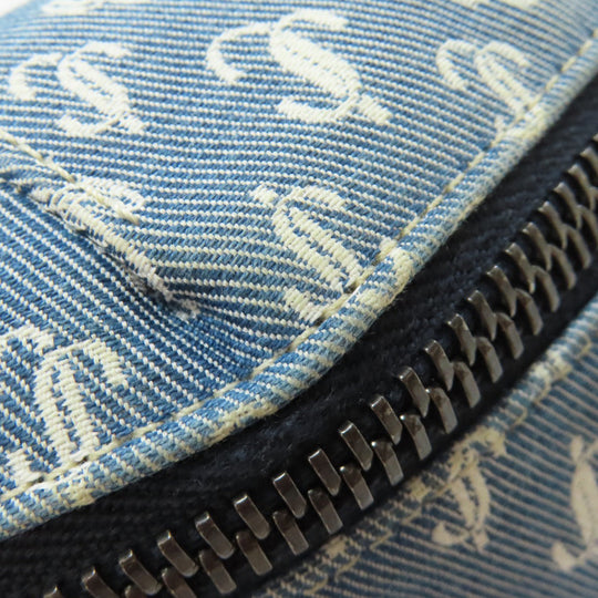 JIMMY CHOO Sling bag canvas blue Logo motif Women Used Authentic