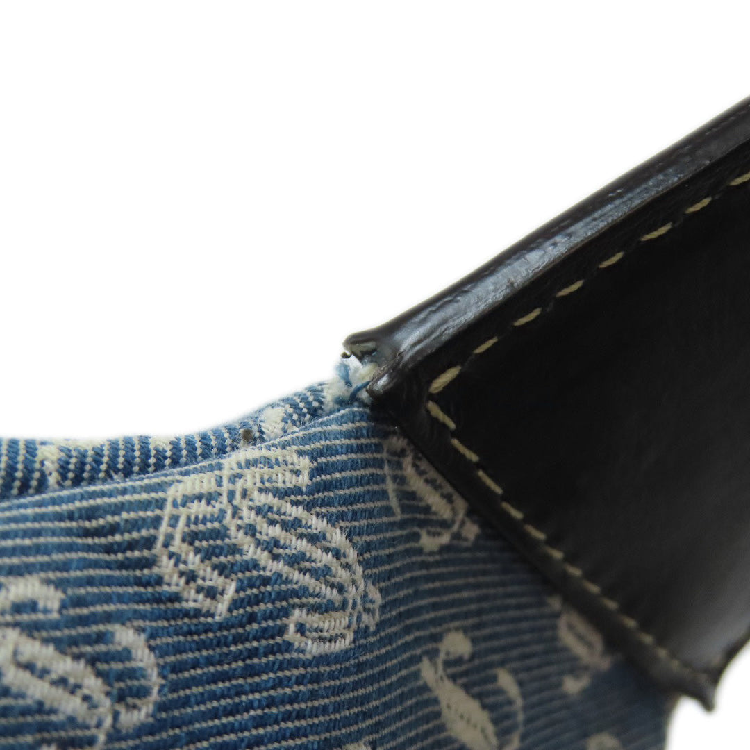 JIMMY CHOO Sling bag canvas blue Logo motif Women Used Authentic