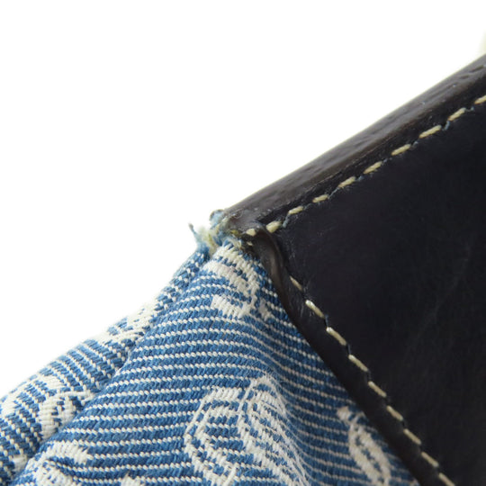 JIMMY CHOO Sling bag canvas blue Logo motif Women Used Authentic
