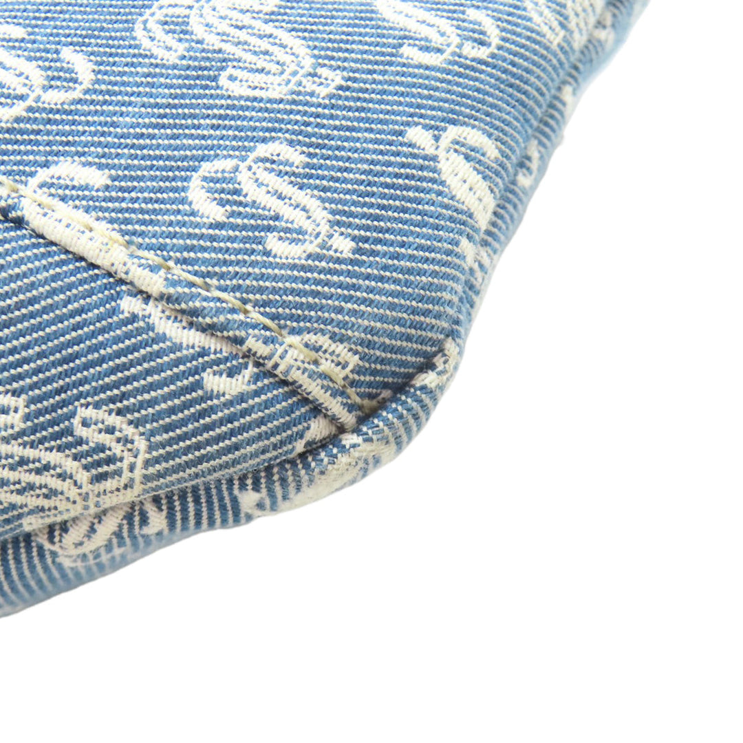 JIMMY CHOO Sling bag canvas blue Logo motif Women Used Authentic