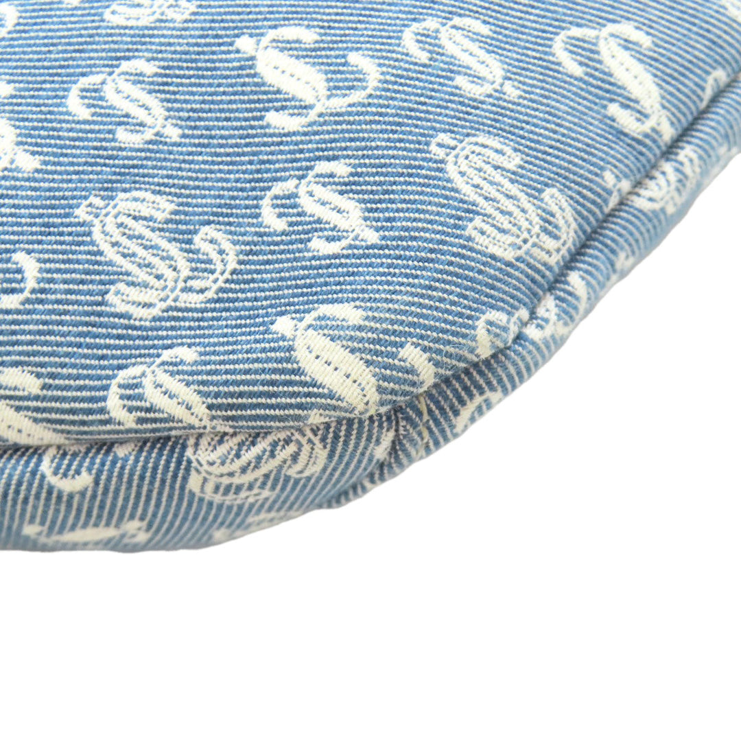 JIMMY CHOO Sling bag canvas blue Logo motif Women Used Authentic
