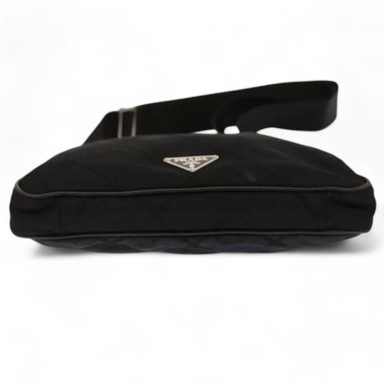 Prada Quilted Black Nylon Shoulder Bag Preowned Made in Italy