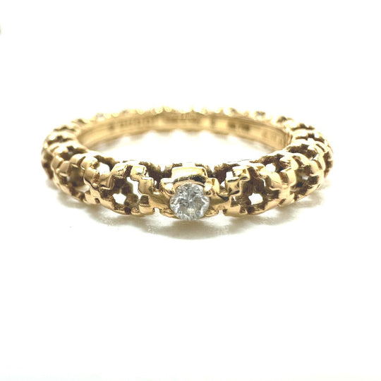 GUCCI Ring 18K Pink Gold gold 1P diamond Women 8 Used Authentic