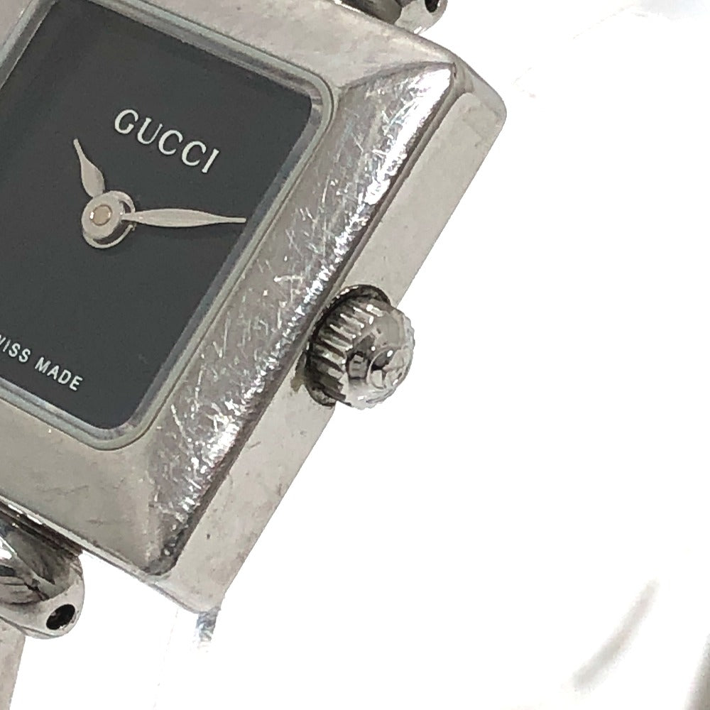 GUCCI Watches Quartz Stainless Steel Silver 1900L Bungle Square black dial Women Used Authentic
