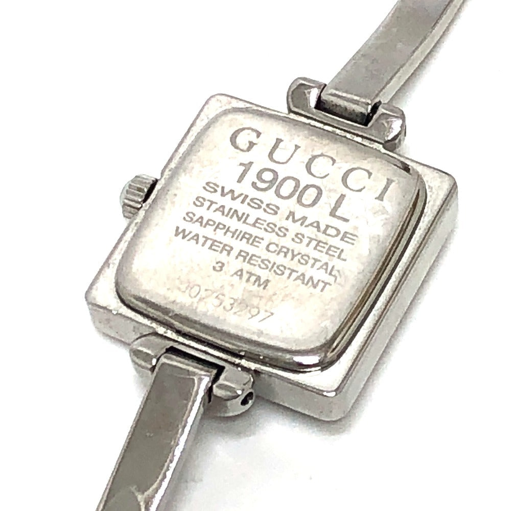 GUCCI Watches Quartz Stainless Steel Silver 1900L Bungle Square black dial Women Used Authentic