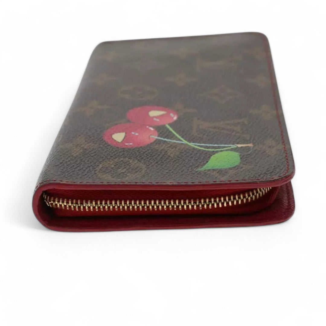 Louis Vuitton Monogram Cherry Porte Monnaie Zip Long Wallet Women's Brown