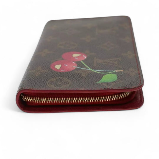 Louis Vuitton Monogram Cherry Porte Monnaie Zip Long Wallet Women's Brown