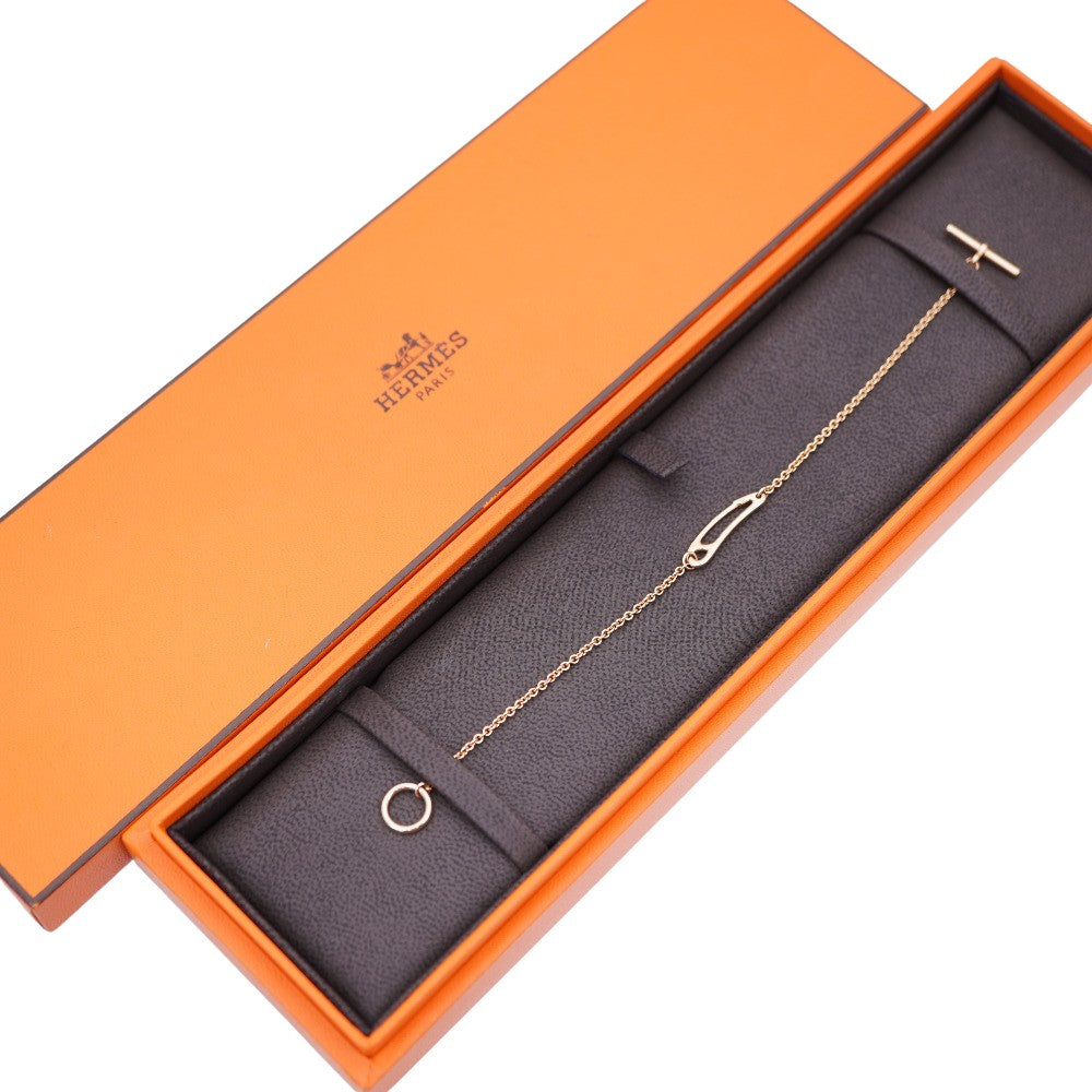 HERMES bracelet K18 Pink Gold Pink gold Chene Dunkle Mini Punk Women SH Used Authentic