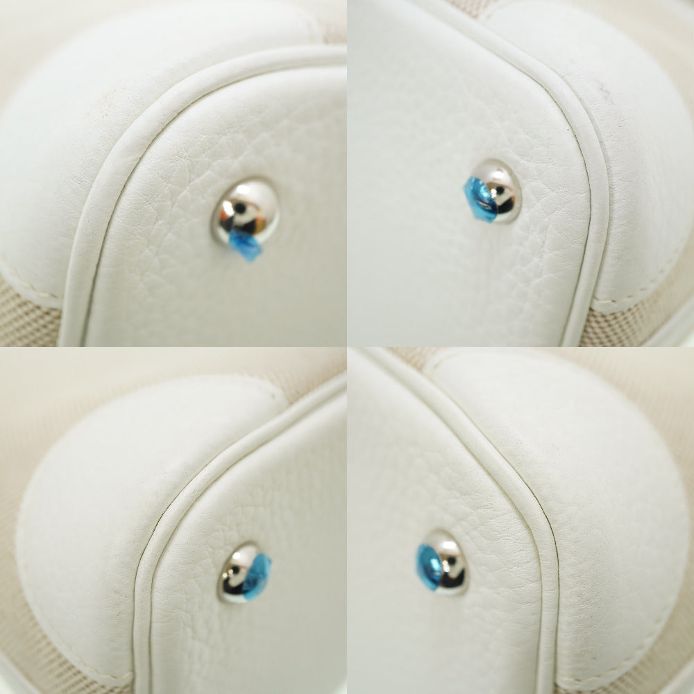 HERMES Handbag Toile H, Taurillon Clemence white Bored 31 Women Used Authentic