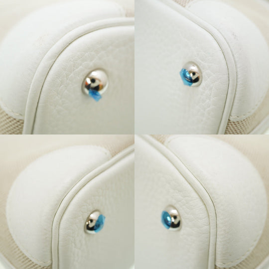 HERMES Handbag Toile H, Taurillon Clemence white Bored 31 Women Used Authentic