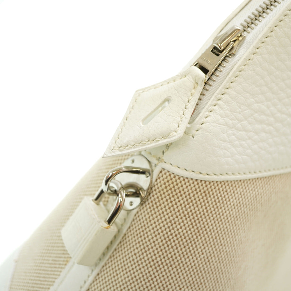 HERMES Handbag Toile H, Taurillon Clemence white Bored 31 Women Used Authentic