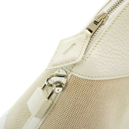 HERMES Handbag Toile H, Taurillon Clemence white Bored 31 Women Used Authentic