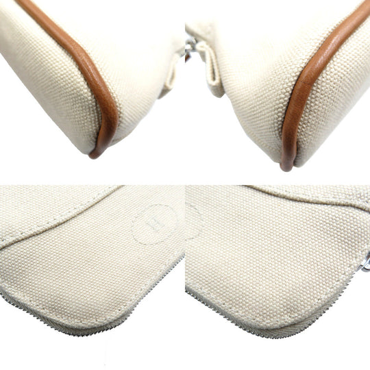 HERMES Pouch canvas natural Bored pouch Women Used Authentic