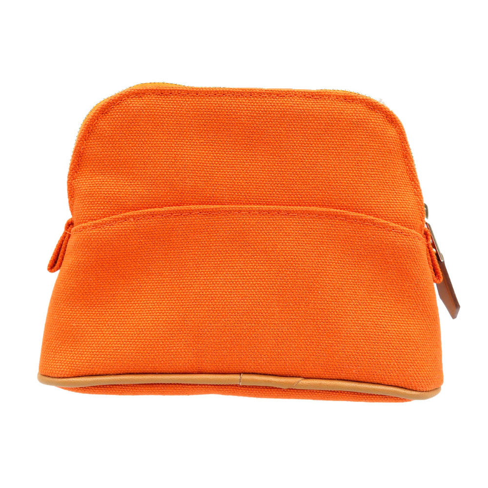 HERMES Pouch canvas Orange Bored pouch Women Used Authentic