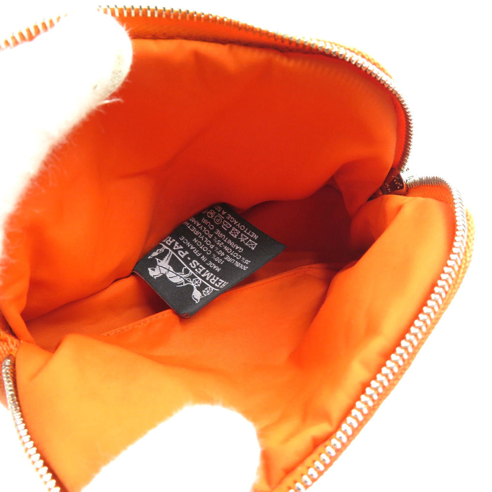 HERMES Pouch canvas Orange Bored pouch Women Used Authentic