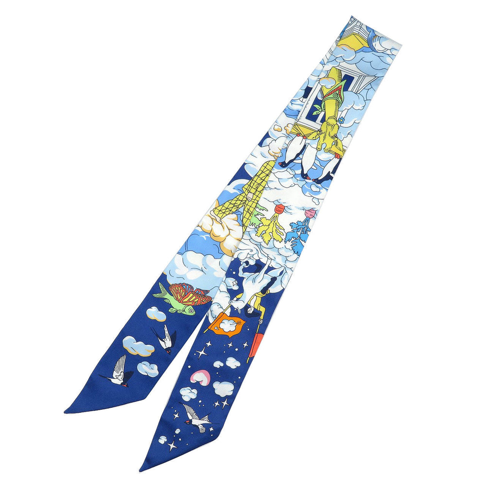 HERMES scarf silk Marin Twilly Women Used Authentic