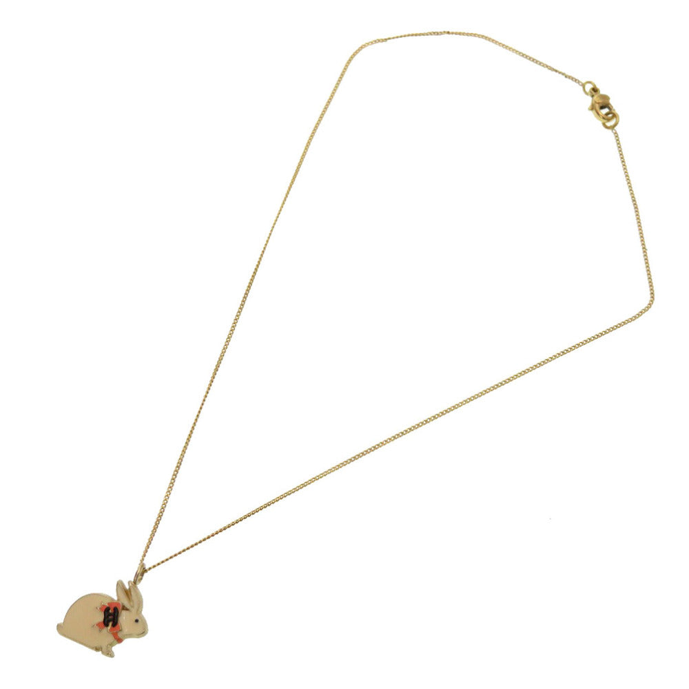 CHANEL Necklace metal white Rabbit COCO Mark Women Used Authentic