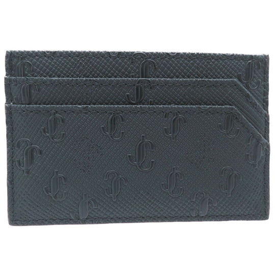 JIMMY CHOO Card Case leather khaki JC logo Women Used Authentic