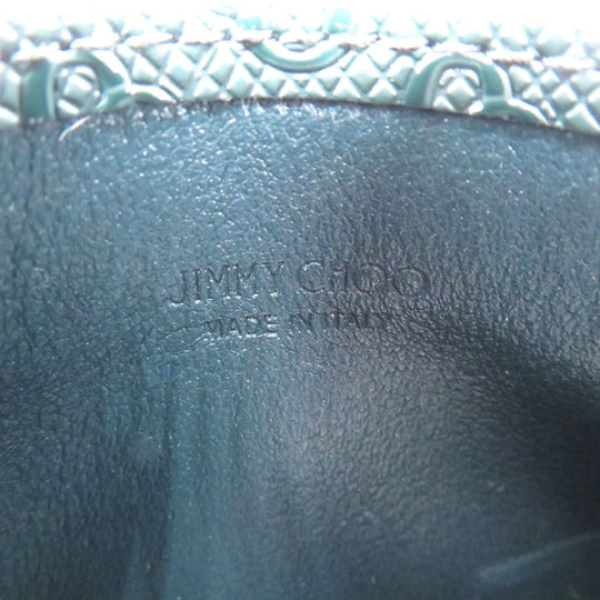 JIMMY CHOO Card Case leather khaki JC logo Women Used Authentic