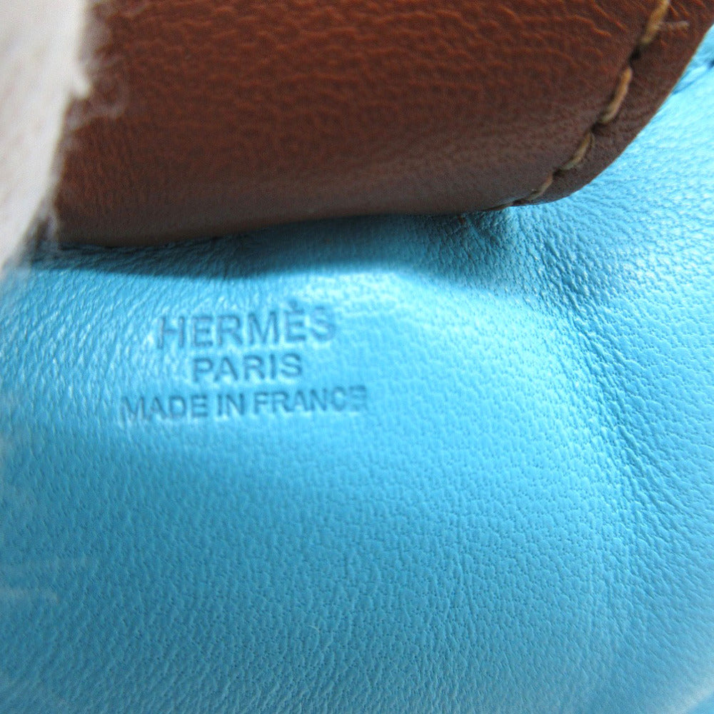 HERMES key ring leather Blue Az Tech Bag charm Rodeo GM Women Used Authentic