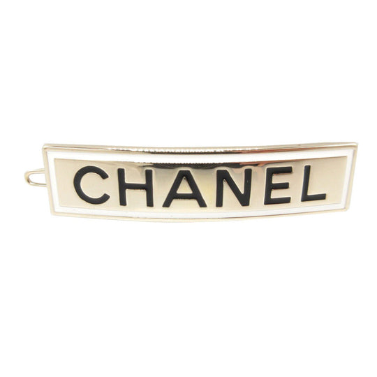 CHANEL Valletta metal gold logo plate hair accessory Women Used Authentic