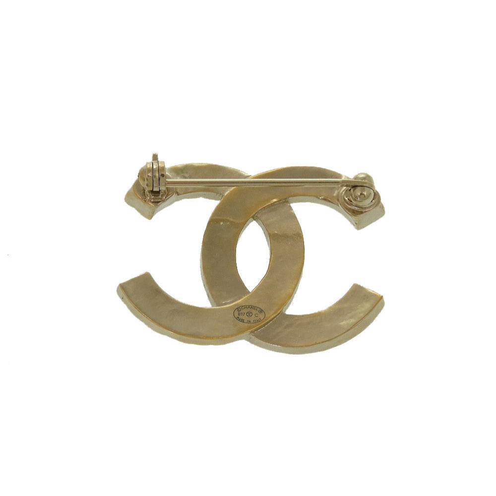 CHANEL Brooch Metal, Rhinestone gold COCO Mark Women Used Authentic