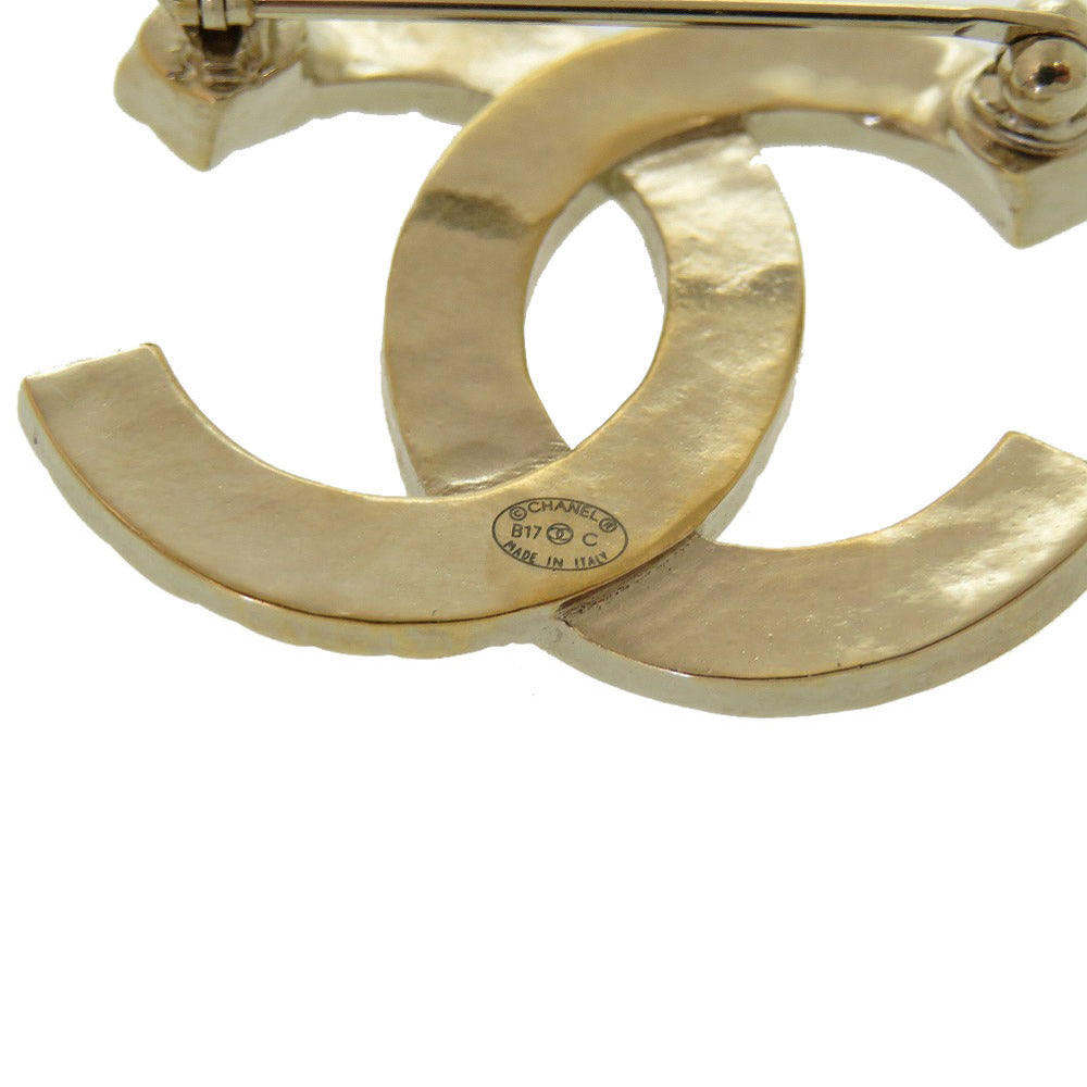 CHANEL Brooch Metal, Rhinestone gold COCO Mark Women Used Authentic