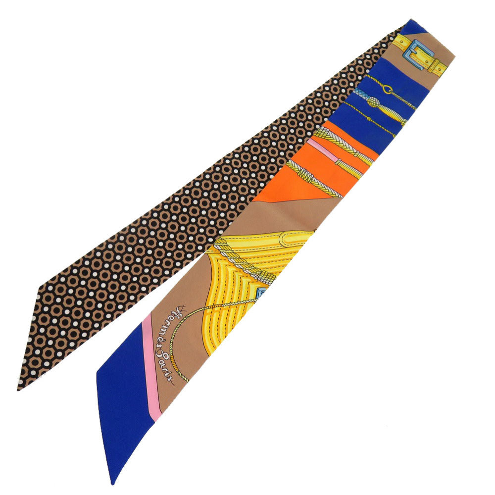 HERMES scarf silk Blue Roy Twilly clicclac Modern Cannage