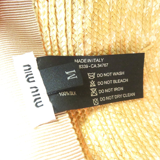 MIUMIU Other hats Straw, Silk beige Women M Used Authentic