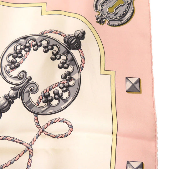 HERMES scarf silk pink Carre90 LES CLES key pattern Women Used Authentic