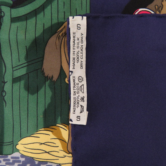 HERMES scarf silk Navy Carre90 ECURIES Stables Women Used Authentic