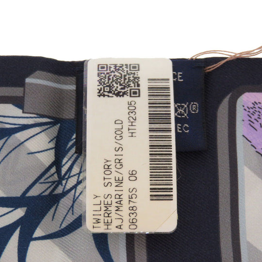 HERMES scarf silk Marin Twilly Story Women Used Authentic