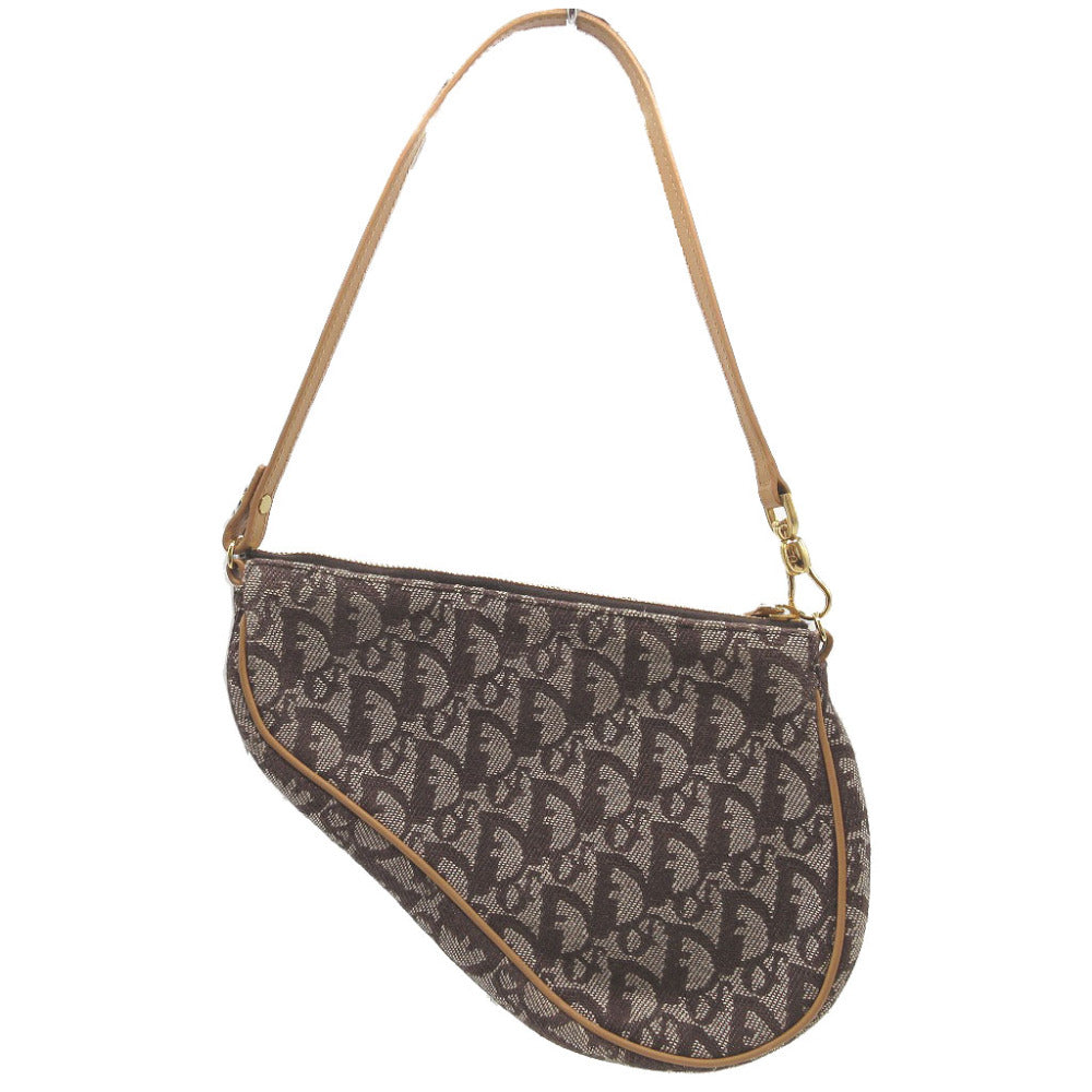 Christian Dior Handbag canvas Brown Saddle pouch Trotter Women Used Authentic