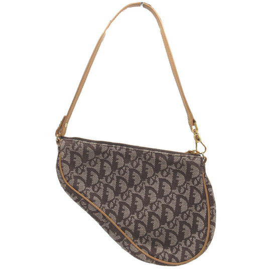 Christian Dior Handbag canvas Brown Saddle pouch Trotter Women Used Authentic