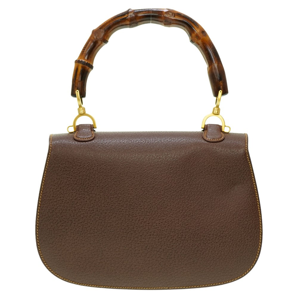 GUCCI Handbag leather Brown Bamboo Women Used Authentic
