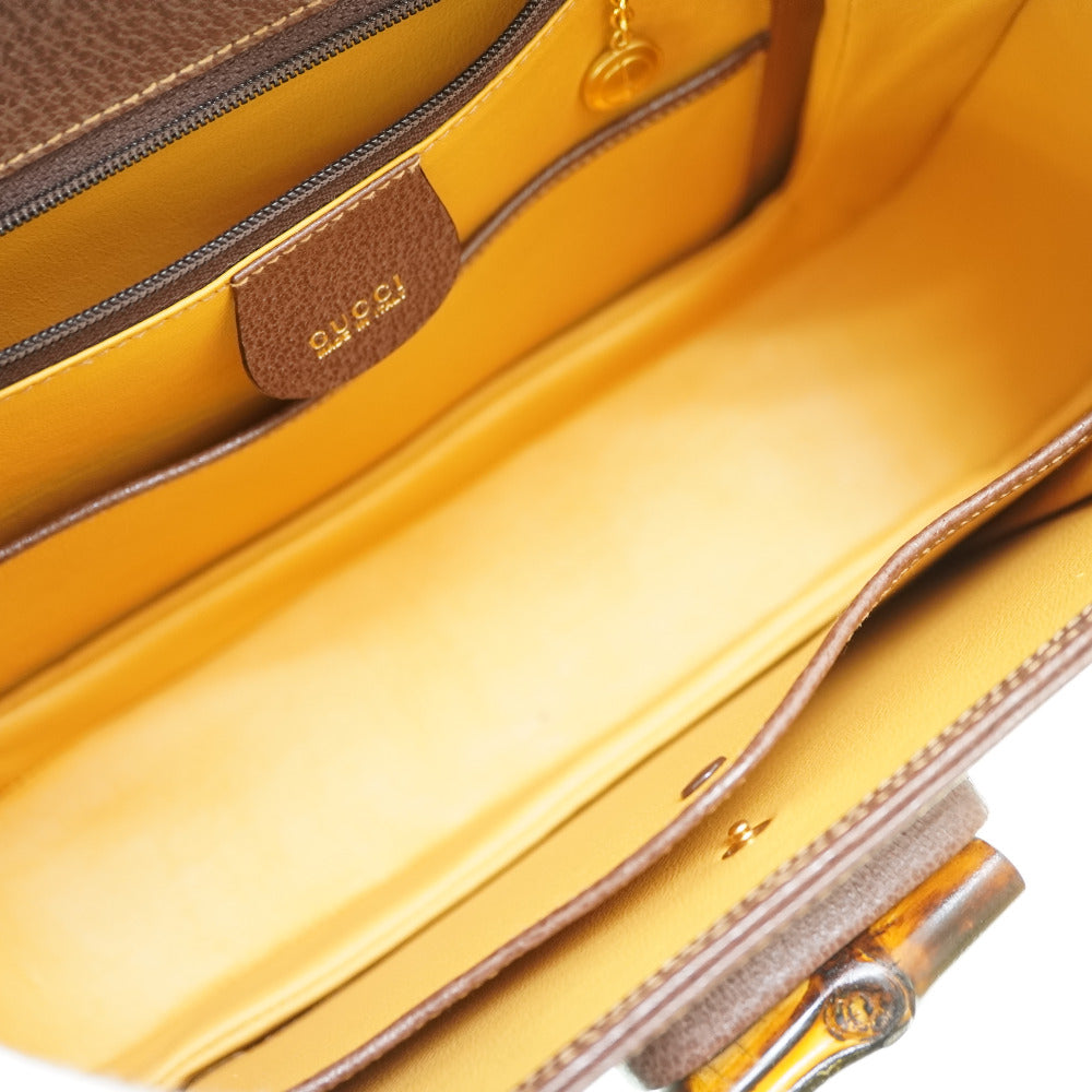 GUCCI Handbag leather Brown Bamboo Women Used Authentic