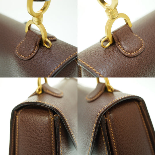 GUCCI Handbag leather Brown Bamboo Women Used Authentic